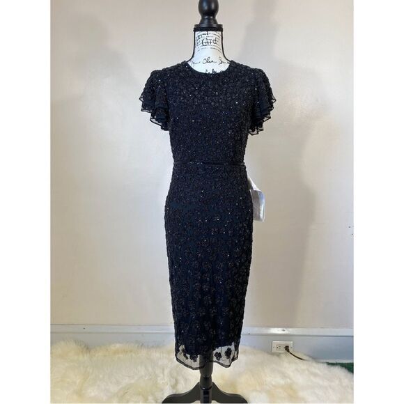 Mac Duggal Floral Beaded Sheath Dress size 2 - Picture 4 of 12